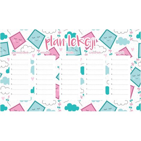 Piano di lezione magnetico Aquiloni blu e rosa 45x26 cm