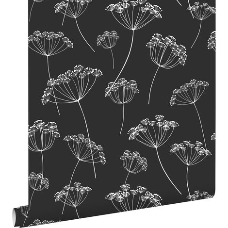 papier peint ombelles noir et blanc - ESTAhome (1/5)