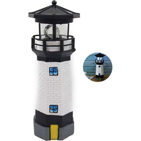 Phare Solaire - Lampe De Jardin LED Rotative - Éclairage Extérieur Pour Pelouse Terrasse Patio - 1 Pièce (1/5)