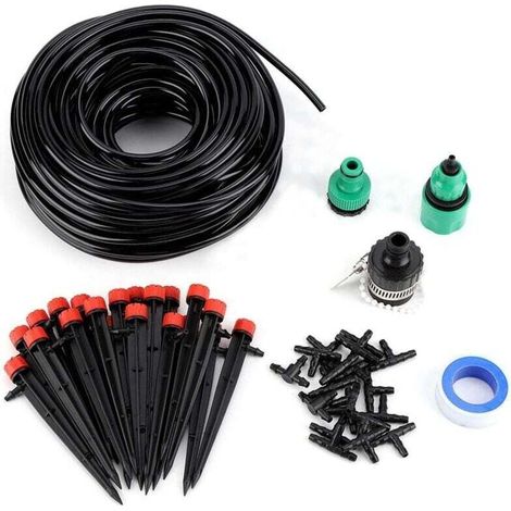 Enowelir Kits d'arrosage goutte à goutte, 25M Kit Arrosage Automatique, Système d'arrosage automatique goutte à goutte au sol, Convient aux plantes de serre de jardin à gazon (1/4)