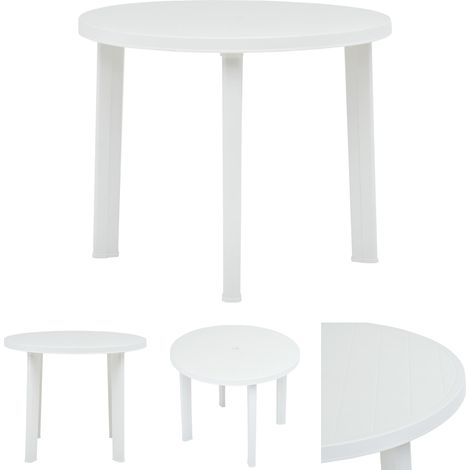 The Living Store - Gartentisch Weiß 89 cm Kunststoff (1/5)