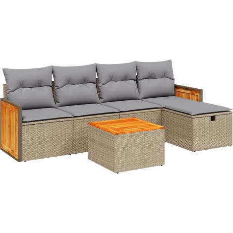 Maison Exclusive - Juego de sofás jardín con cojines beige mezcla (1/4)