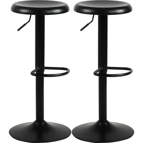 Juego de 2 taburetes de bar regulables en altura con reposapiés diseño moderno en metal negro 100005559