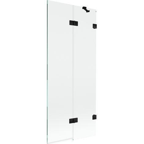 Mexen Lunar paratia per vasca da bagno a 2 ante, destra, 80 x 150 cm, trasparente, nero - 897-080-100-70-00-P (1/5)