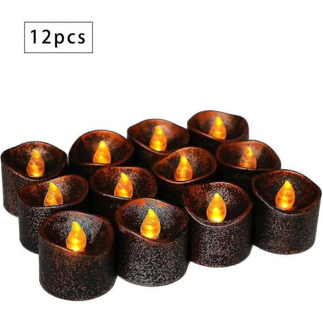 Lot de 12 bougies LED, sans flamme, sans parfum, avec piles CR2032. (1/3)