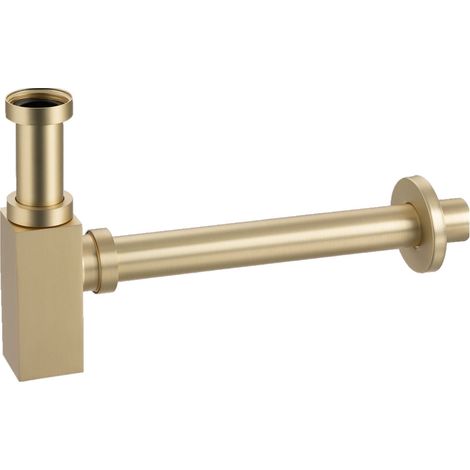 Balneo Siphon de lavabo carré en laiton - Or brossé - Préassemblé, G1 1/4 (1/5)
