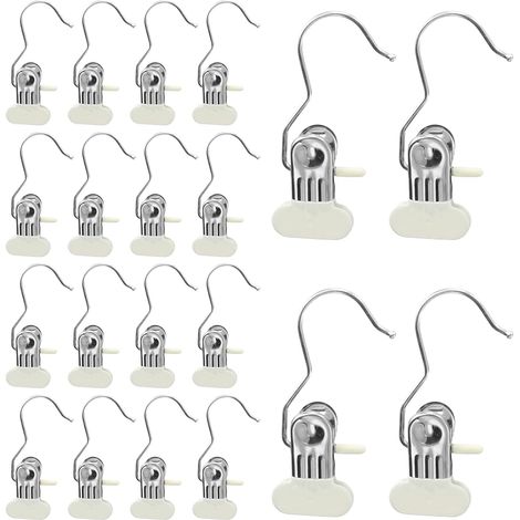20 ganci appendiabiti portatili, mollette in acciaio inossidabile, girevoli a 360° antiscivolo con clip, ganci appendiabiti 2 in 1 per vestiti e scarpe
