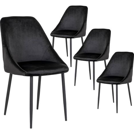 TINTO - Lot de 4 Chaises Velours Noir et Pieds Acier (1/5)