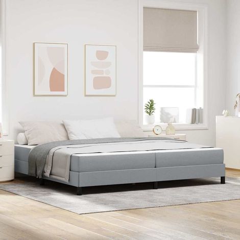 vidaXL Boxspringbett mit Matratze Hellgrau 200 x 200 cm Stoff (1/5)
