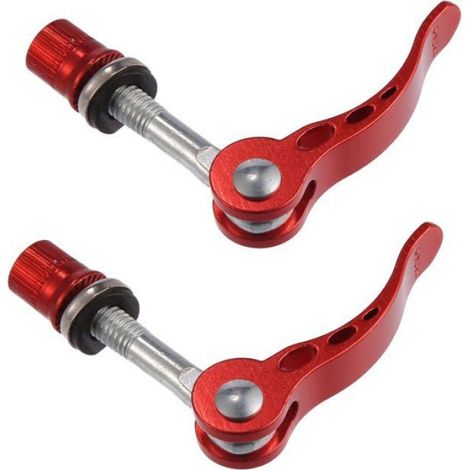 Vis à serrage rapide M665 mm en alliage d'aluminium pour tige de selle de vélo (2 pièces) - Rouge (1/4)