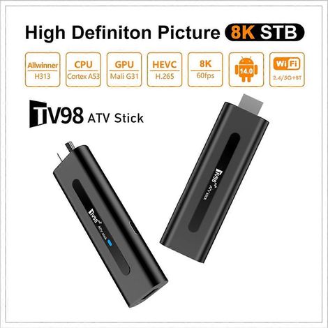 Clé TV TV98 ATV Stick Mini TV Stick 1+8G kompatibel 4K HD Bluetooth Schwarz (1/5)