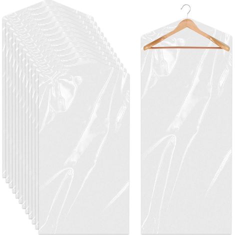 Lot de 12 Housses à Vêtements Transparentes 60x150 cm Vêtements Sacs à Vêtements Suspendus en Plastique Antipoussière Protection des Vêtements Sacs de Nettoyage à Sec pour Costumes Blazers Chemises (1/5)