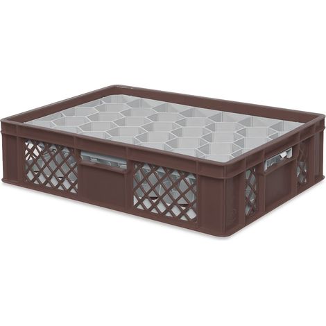 BRB Gläserkiste 600x400 mm für 15, 24, 33 oder 40 Gläser, farbig (Braun, für 33 Gläser Ø 75 mm, Glashöhe max 122 mm)