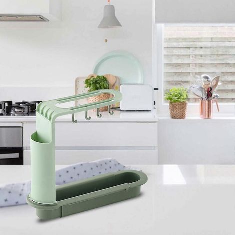 Égouttoir rétractable pour évier, panier de rangement multifonctionnel pour évier, rangement à plusieurs niveaux pour accessoires d'évier, pour la maison et la cuisine. (1/5)