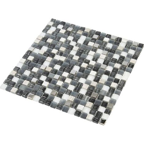 Decoon – Mosaïque en pierre et verre 30 x 30 cm – Tesselles carrées pour salle de bains et cuisine – Application sur surface lisse (1/5)