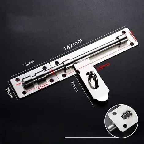royaluxe - Loquet de Porte à Boulon Coulissant Verrou de Porte à Barillet Serrure de Porte Extérieur avec Trou, Finition Chromée en Acier Inoxydable--10" - (diamètre de la tige 10,5 mm) (1/4)