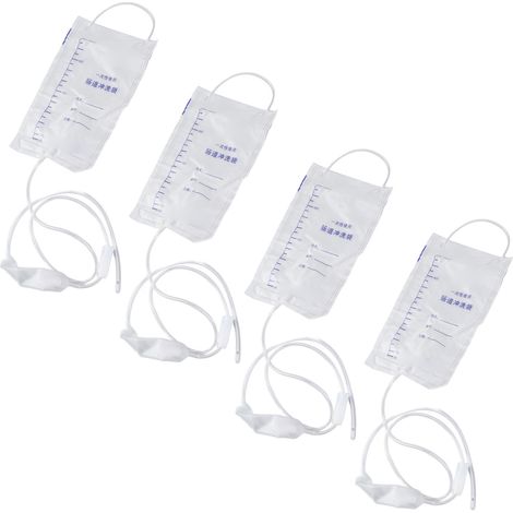 Lot de 20 poches à lavement en silicone transparent pour soulager la constipation, avec tuyau, pour la maison et les voyages.