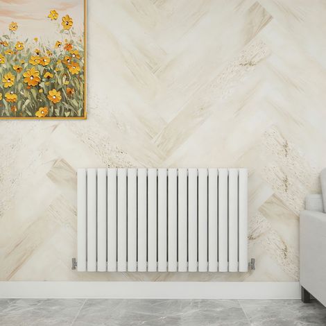 SKY Bathroom 600x1003mm White Double Horizontal Oval Column Designer Central Heating Radiator (1/5)