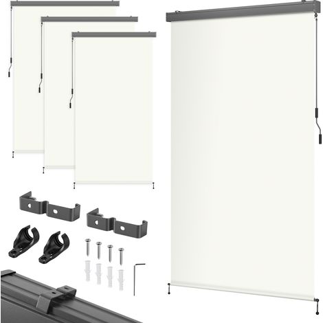 TolleTour Senkrechtmarkise für Außen- und Innenbereich Außenrollo wasserfest mit Handkurbel für Balkon, Terrasse & Garten Balkonrollo Sonnenschutz aus Aluminium Rollo Sichtschut 250x160cm Beige