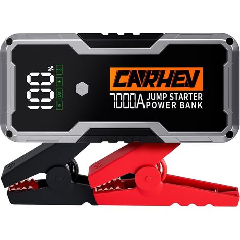 Booster Batterie Voiture 7000A Démarreur de Batterie de Voiture (Jusqu’à 10L Essence & 10L Diesel) 12V Booster Batterie Moto avec Lampe LED Car Jump Starter avec Pinces Intelligentes (1/5)