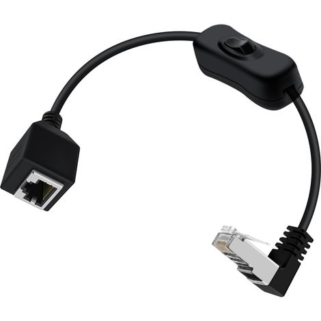 Cable Ethernet avec Interrupteur 1000Mbps Ethernet Cable Extender Cat 6 avec Interrupteur Ethernet RJ45 pour Ordinateur Portable, PC, Routeur et MC (Bas, 0.3 m/1 ft) (1/5)