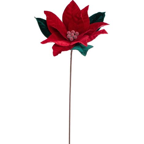 STELLA DI NATALE ARTIFICILE ROSSO E VERDE VELLUTO BIZZOTTO 28X50H