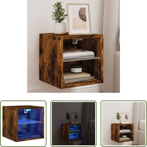 LED-Leuchten - TV-Wandschrank mit LED-Leuchten Räuchereiche 30x28,5x30 cm (1/5)