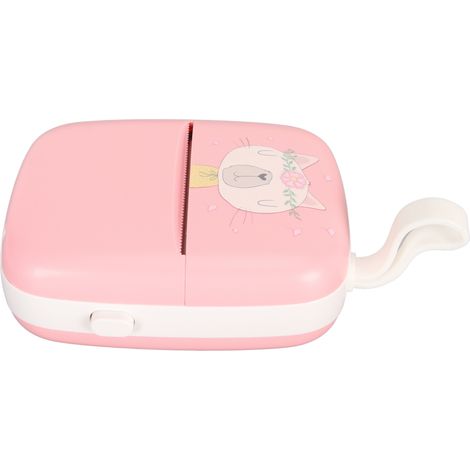 Mini imprimante, imprimante thermique de poche portable avec 3 rouleaux de papier d'impression rose (1/5)