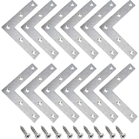 Equerre Metal Plate 15 Pièces en Acier Inoxydable - Angle de Fixation Forme L, Plats Droits Support, Connecteur D'angle Plaque Perforée, 8080MM (1/5)