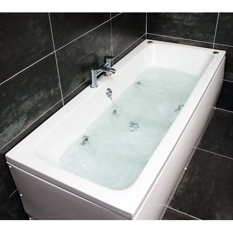 Camilla Whirlpool Bath 1800mm x 800mm with Choice of Jet Colour and Light Option, 6 Jets Black