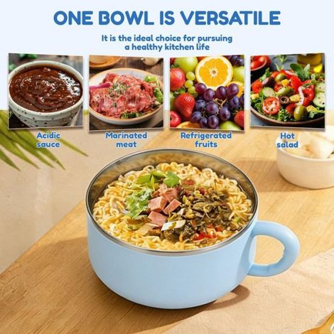 Bol Ramen - Acier Inoxydable - 1200 Ml - Couvercle Etanche - Base Antidérapante - 1 Piece (1/5)