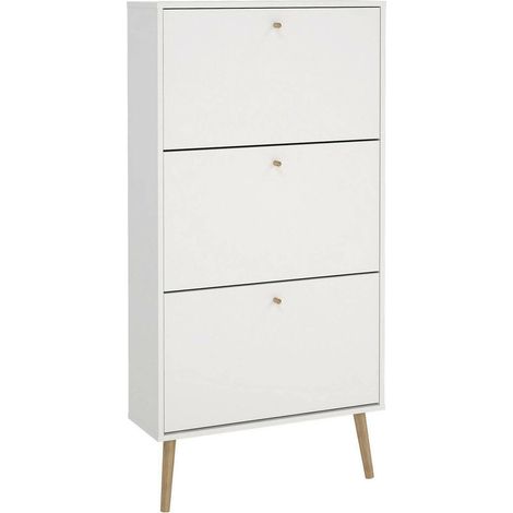 Dmora - Zapatero Fung, Zapatero, Armario de entrada multiusos, Zapatero, 70x24 h139 cm, Blanco