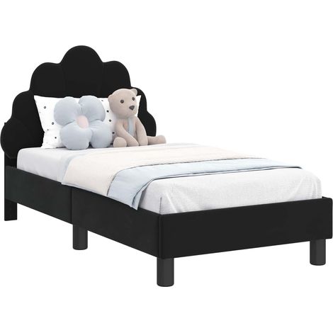 Toddler Bed Frame with Headboard Black 70 x 140 cm Velvet vidaXL