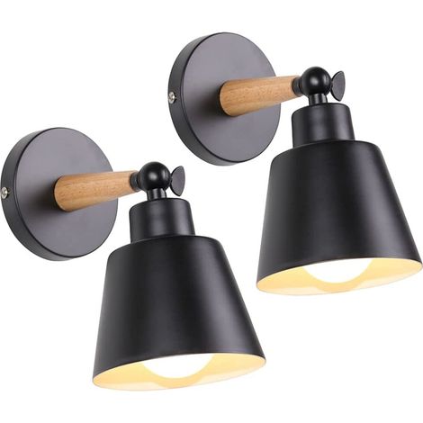 Packs of Vintage Industrial Wall Lights Ceiling Lamps E27 Metal Adjustable Retro Indoor Wall Light for Bedroom Kitchen Restaurant (Black) (1/5)