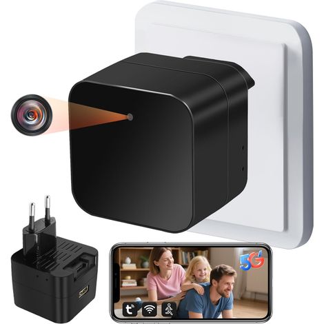 Caméra Espion WiFi, Mini Camera Cachée sans Fil, Micro Camera Espion Chargeur USB Discrete a Diatance 1080P HD Détection de Mouvement Caméra de Surveillance APP Contrôle (1/5)