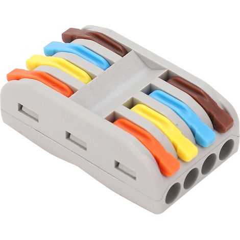 Connecteur de câble SPL‑4, lot de 5, serre-fil rapide conducteur flexible et rigide, borne de raccordement électrique multicolore. (1/5)