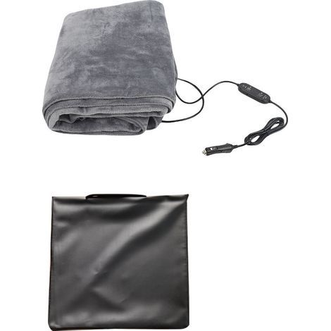 Heated car blanket, 3 adjustable temperature levels, timer, washable, soft, comfortable and portable, grey (1/3)