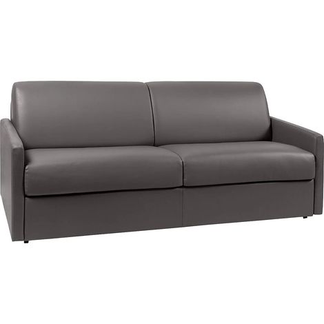 Canapé 4 places convertible express en simili gris - Couchage à lattes larges 160 cm - Matelas 14 cm CALIFE (1/3)