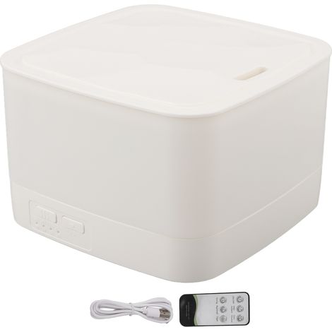 Diffuseur d'arômes et humidificateur avec télécommande USB 5V 800ml, lumière RGB 7 couleurs, blanc, idéal pour la chambre. (1/5)