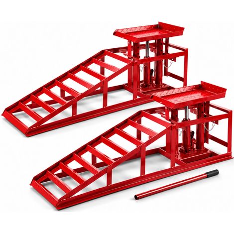 Lot de 2 rampes avec cric hydraulique 2 T, pont élévateur réglable, largeur 257 mm (1/5)