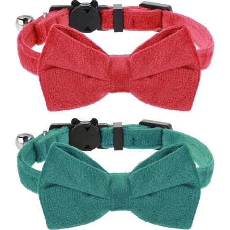 Colliers pour chat, nœud papillon réglable, avec clochette, collier de sécurité pour chatons, chats et petits chiots,collier de Noël