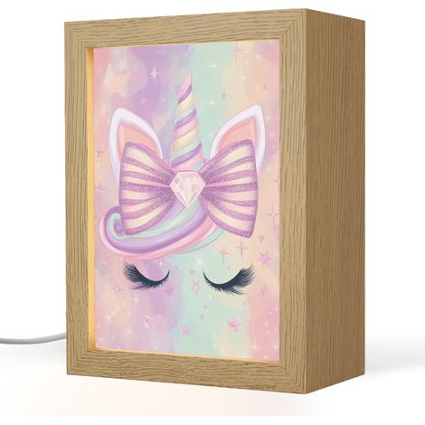 LUCE NOTTURNA PER BAMBINI Unicorno - Glitter - Arcobaleno - Pastello 15x20 cm