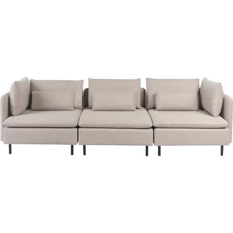 Sofá modular 3 plazas tela dos piezas seccionales esquina moderno beige Lemvig