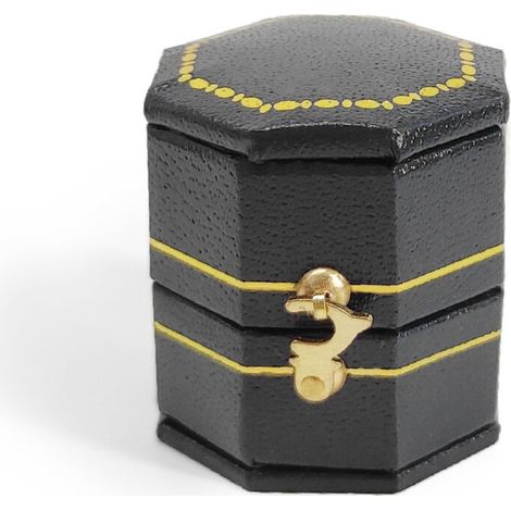 Boîte à bagues vintage bijoux présentoir organisateur boîte sortie en cuir PU(noir) (1/5)