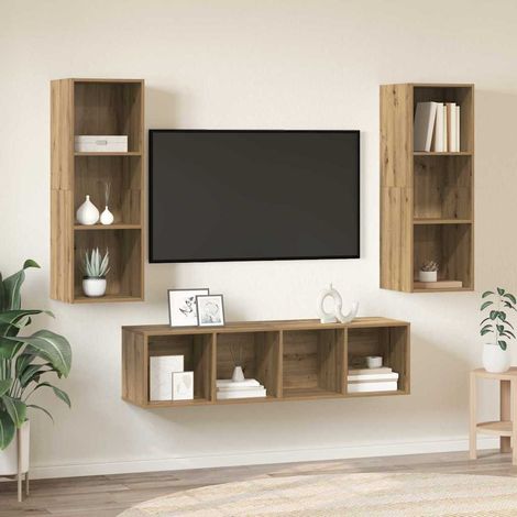 TV-Schrankset Wandmontiert 3 pcs Artisan-Eiche Holzwerkstoff