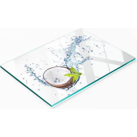 Tabla decorativa de vidrio para servir aperitivos, coco y agua, 80x52 cm (1/5)
