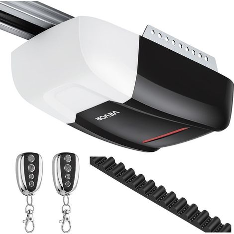 Ouvre-Porte de Garage 800 N, Motorisation Porte de Garage à Courroie, pour Garage Résidentiel, 2 Télécommandes, Rail en 4 Sections, Éclairage LED, Commande à une Touche en Voiture, Noir et Blanc (1/5)