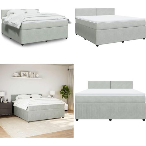 vidaXL Boxspringbett mit Matratze Hellgrau 180x200 cm Samt (1/5)