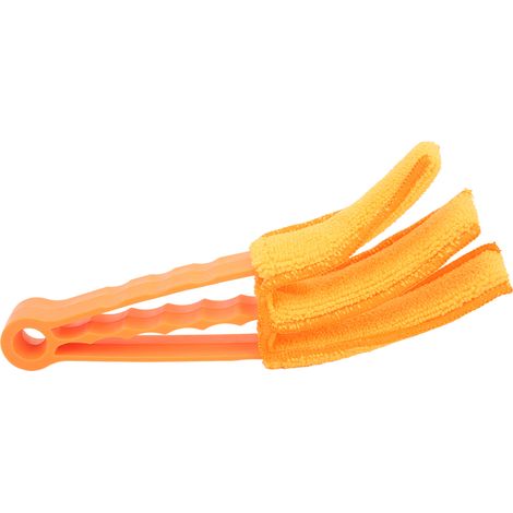 Chiffon de nettoyage multifonctionnel en microfibre pour grilles d'aération de voiture, idéal pour les fenêtres, les stores, les volets et les ventilateurs (orange). (1/5)