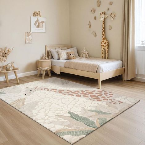 Tapis pour Chambre d'enfant, Tapis pour Enfant, Effet 3D, Facile à Entretenir, résistant, Girafe, 120 x 170 cm (1/5)